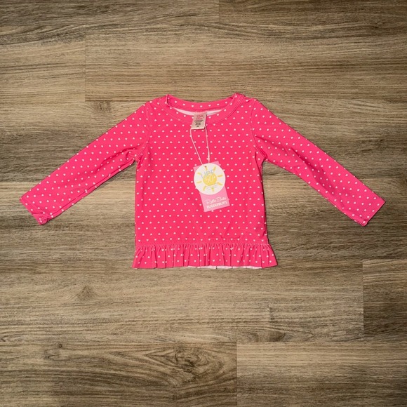 Ruffle Butts Other - Ruffle Butts Pink Heart Rash Guard 2T UPF 50 Long Sleeve NWT